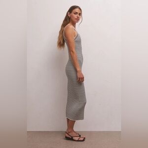 Z-Supply Brooks Black White Striped Rib Knit Midi Dress
